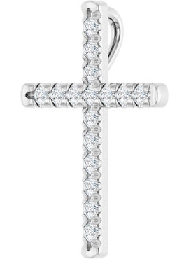 14K White Gold 1/2 CTW Natural Diamond French-Set Cross Pendant