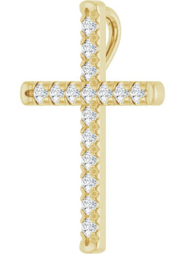 14K White Gold 1/2 CTW Natural Diamond French-Set Cross Pendant