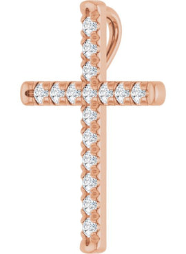 14K White Gold 1/2 CTW Natural Diamond French-Set Cross Pendant