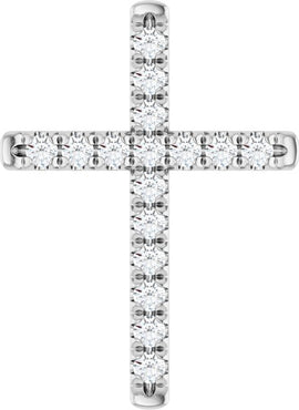14K White Gold 1/2 CTW Natural Diamond French-Set Cross Pendant