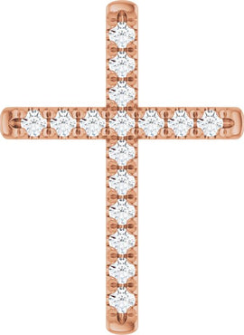 14K White Gold 1/2 CTW Natural Diamond French-Set Cross Pendant