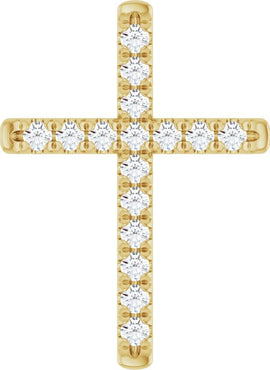 14K White Gold 1/2 CTW Natural Diamond French-Set Cross Pendant