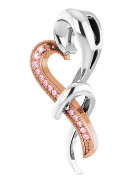 Rhodium-Plated Sterling Silver & 10K Rose Gold Natural Pink Sapphire Heart Pendant