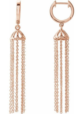 14K Yellow Gold 53.2 mm Hinged Hoop Chain Earrings