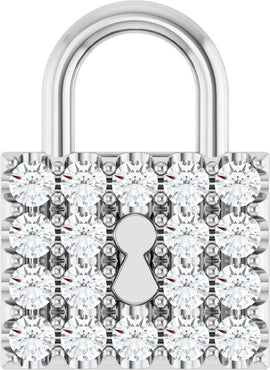 Sterling Silver 1/2 CTW Natural Diamond Lock Pendant