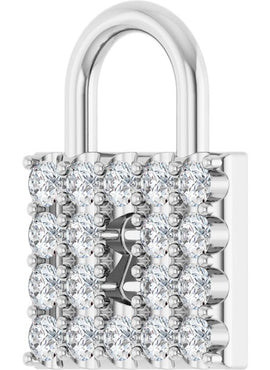 Sterling Silver 1/2 CTW Natural Diamond Lock Pendant