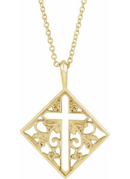 Sterling Silver 23.39x18 mm Ornate Pierced Cross Pendant