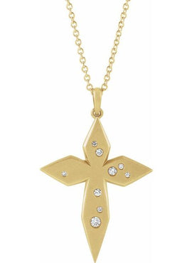 Platinum .08 CTW Natural Diamond Cross 16-18