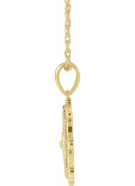14K White Gold Sacred Heart Pendant