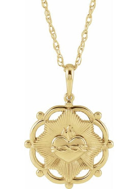 14K White Gold Sacred Heart Pendant