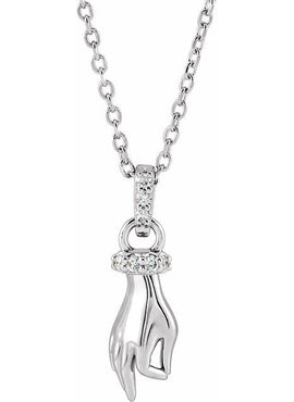 14K White Gold .05 CTW Natural Diamond Hand of Buddha 16-18