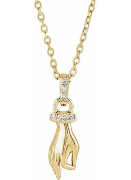 14K White Gold .05 CTW Natural Diamond Hand of Buddha 16-18