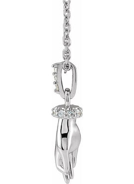 14K White Gold .05 CTW Natural Diamond Hand of Buddha 16-18