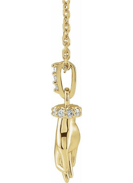 14K White Gold .05 CTW Natural Diamond Hand of Buddha 16-18