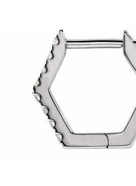 14K White Gold 1/8 CTW Natural Diamond Geometric Hinged Huggie Earrings