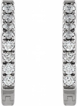 14K White Gold 1/8 CTW Natural Diamond Geometric Hinged Huggie Earrings