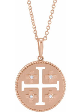 Sterling Silver .025 CTW Natural Diamond Jerusalem Cross Pendant