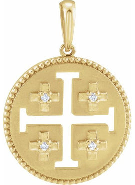 Sterling Silver .025 CTW Natural Diamond Jerusalem Cross Pendant