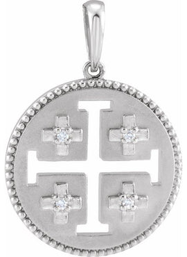 Sterling Silver .025 CTW Natural Diamond Jerusalem Cross Pendant