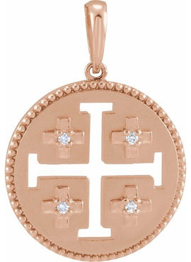 Sterling Silver .025 CTW Natural Diamond Jerusalem Cross Pendant