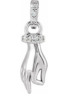 14K White Gold .05 CTW Natural Diamond Hand of Buddha 16-18