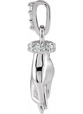 14K White Gold .05 CTW Natural Diamond Hand of Buddha 16-18