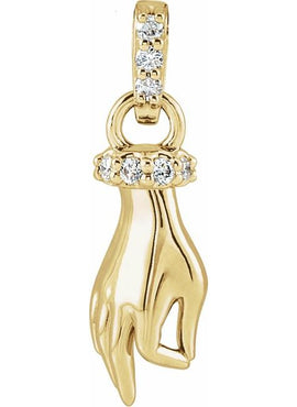 14K White Gold .05 CTW Natural Diamond Hand of Buddha 16-18