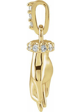 14K White Gold .05 CTW Natural Diamond Hand of Buddha 16-18