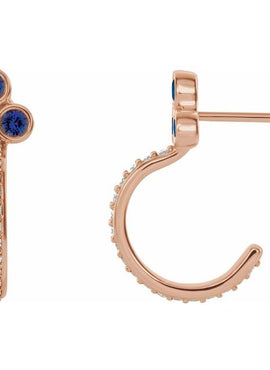 14K Rose Gold Natural Mozambique Garnet & 1/4 CTW Natural Diamond J-Hoop Earrings