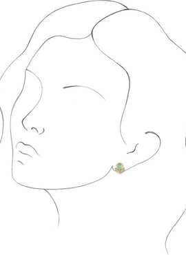 14K White Gold  Natural Green Chrysoprase  & 1/8 CTW Natural Diamond Earrings