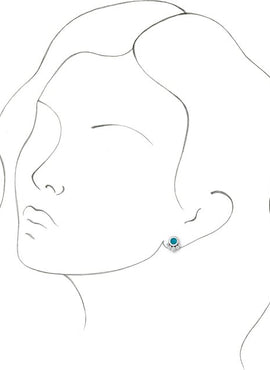 14K White Gold  Natural Green Chrysoprase  & 1/8 CTW Natural Diamond Earrings