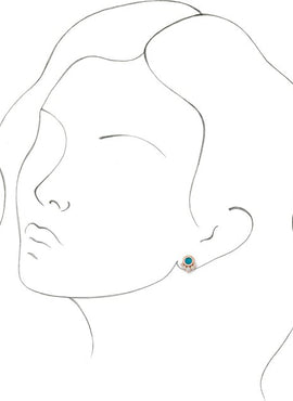 14K White Gold  Natural Green Chrysoprase  & 1/8 CTW Natural Diamond Earrings