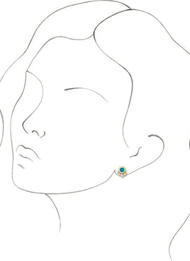 14K White Gold  Natural Green Chrysoprase  & 1/8 CTW Natural Diamond Earrings