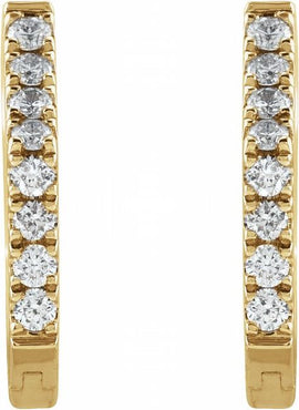 14K White Gold 1/8 CTW Natural Diamond Geometric Hinged Huggie Earrings