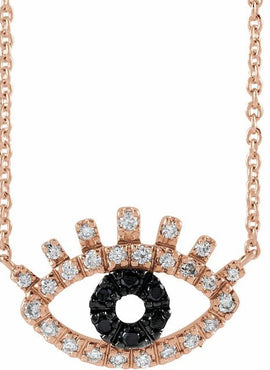 14K White Gold 1/8 CTW Natural Black & White  Diamond Evil Eye 18