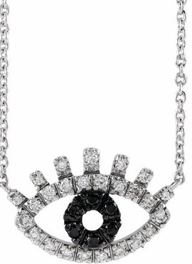14K White Gold 1/8 CTW Natural Black & White  Diamond Evil Eye 18