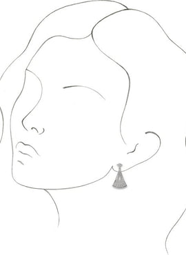 14K White Gold Vintage-Inspired Dangle Earrings