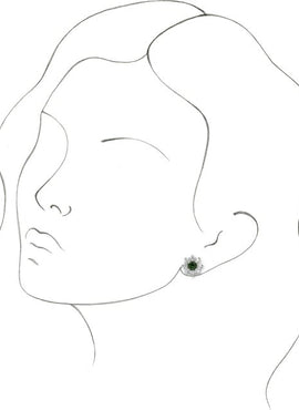 14K White Gold Natural Green Tourmaline & 3/4 CTW Natural Diamond Earrings