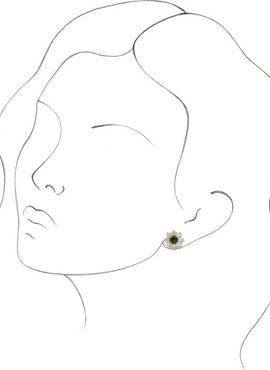 14K White Gold Natural Green Tourmaline & 3/4 CTW Natural Diamond Earrings