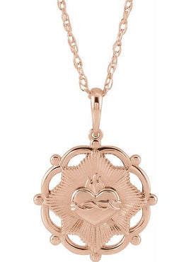 14K White Gold Sacred Heart Pendant