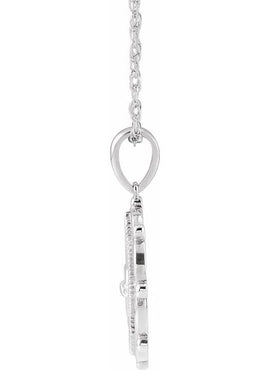 14K White Gold Sacred Heart Pendant