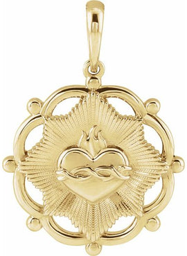 14K White Gold Sacred Heart Pendant