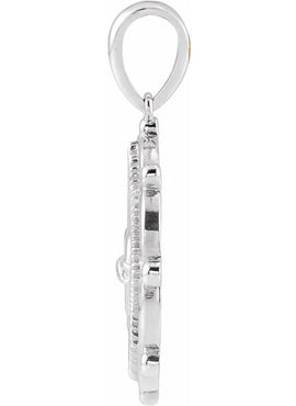 14K White Gold Sacred Heart Pendant