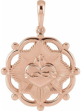 14K White Gold Sacred Heart Pendant