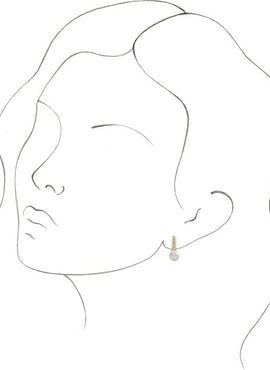 14K White Gold Cultured White Freshwater Pearl & 1/8 CTW Natural Diamond Earrings