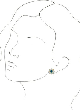 14K White Gold Natural Green Tourmaline & 3/4 CTW Natural Diamond Earrings