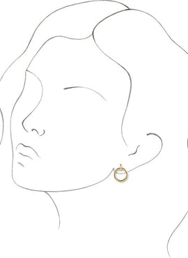 14K White Gold Circle Dangle Earrings