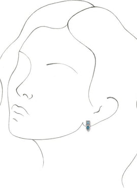 14K White Gold Natural Blue Multi-Gemstone Geometric Bar Earrings