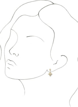 14K White Gold Natural White Opal & 1/6 CTW Natural Diamond Star Earrings