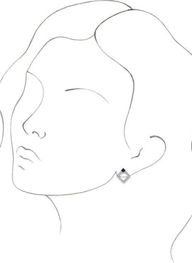 14K White Gold Natural Amethyst & 1/3 CTW Natural Diamond Earrings